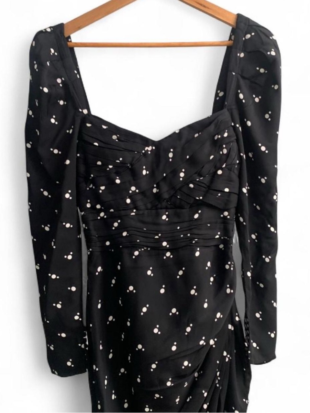 Self portrait polka dot puff sleeve dress in black size 2 - Picture 6 of 9